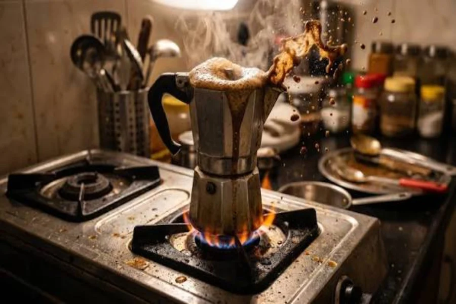 علت پاشیدن قهوه از موکا پات