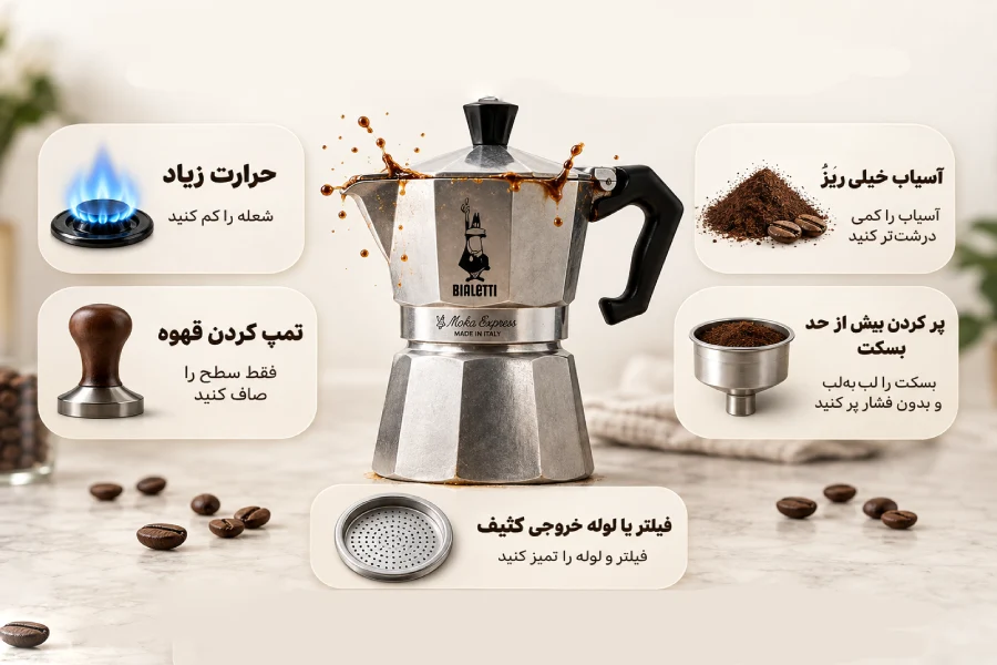 علت پاشیدن قهوه از موکاپات چیست؟ 